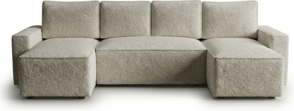 Kinyitható U alakú ülőgarnitúra SMART BOUCLE 303x143 cm, szürke-bézs