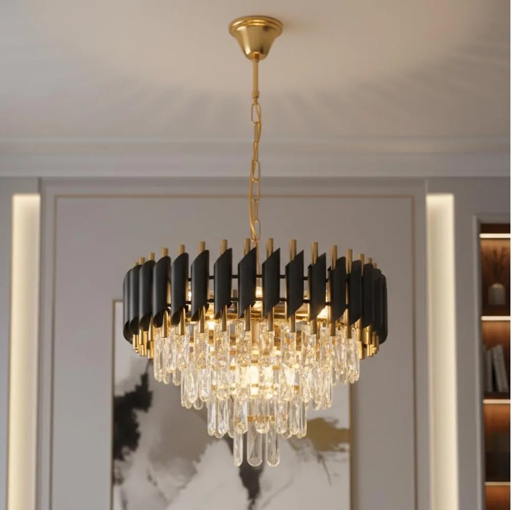 Brilagi - ECLIPSE láncos csillár 7xE14/10W/230V Ø 48 cm fekete/arany