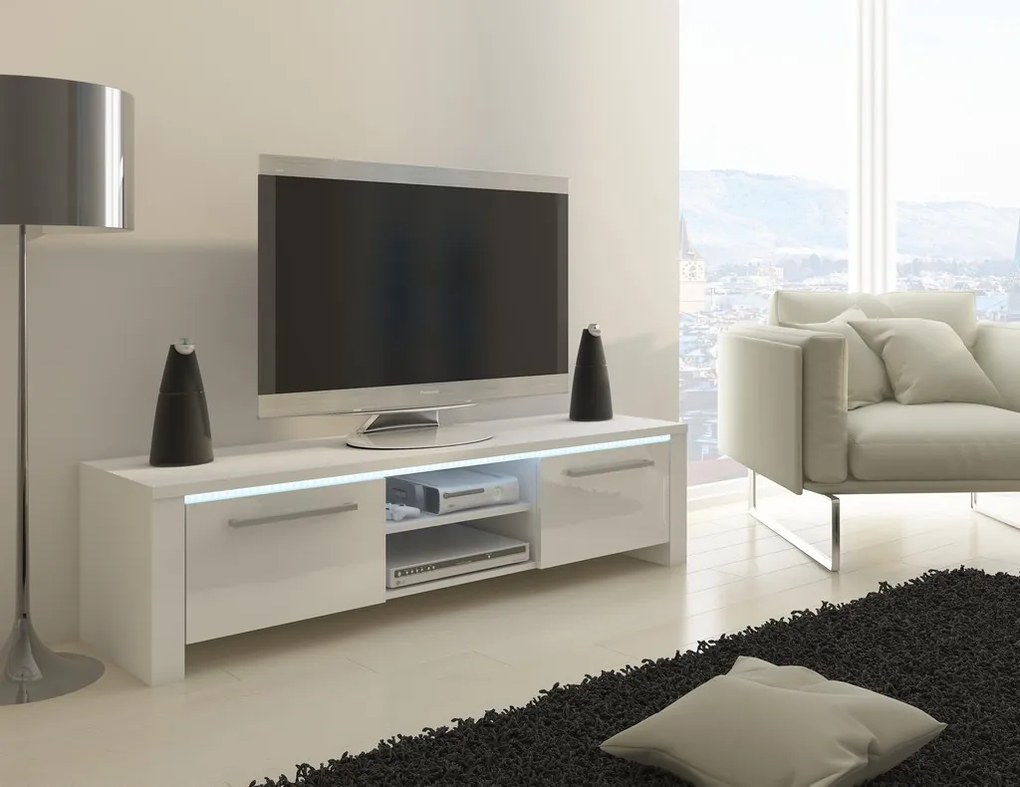 TV asztal/szekrény Helix (fehér + fényes fehér). 780040