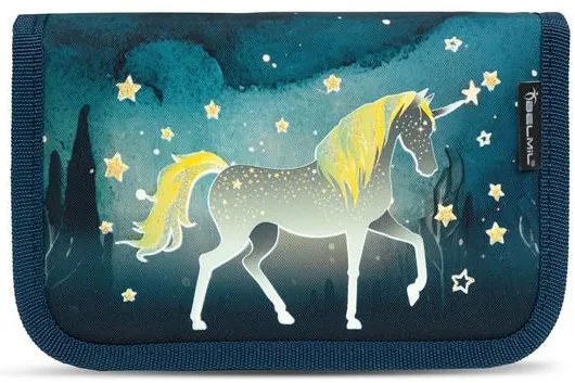 Tolltartó, klapnis, cipzáras, BELMIL Sparkling Unicorn, kék, unikornis (BL33572241L)
