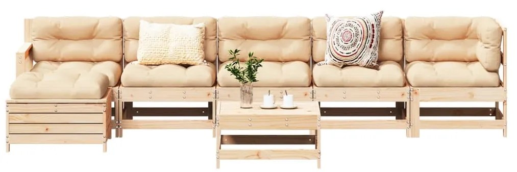 vidaXL 7 részes tömör fenyőfa kerti ülőgarnitúra