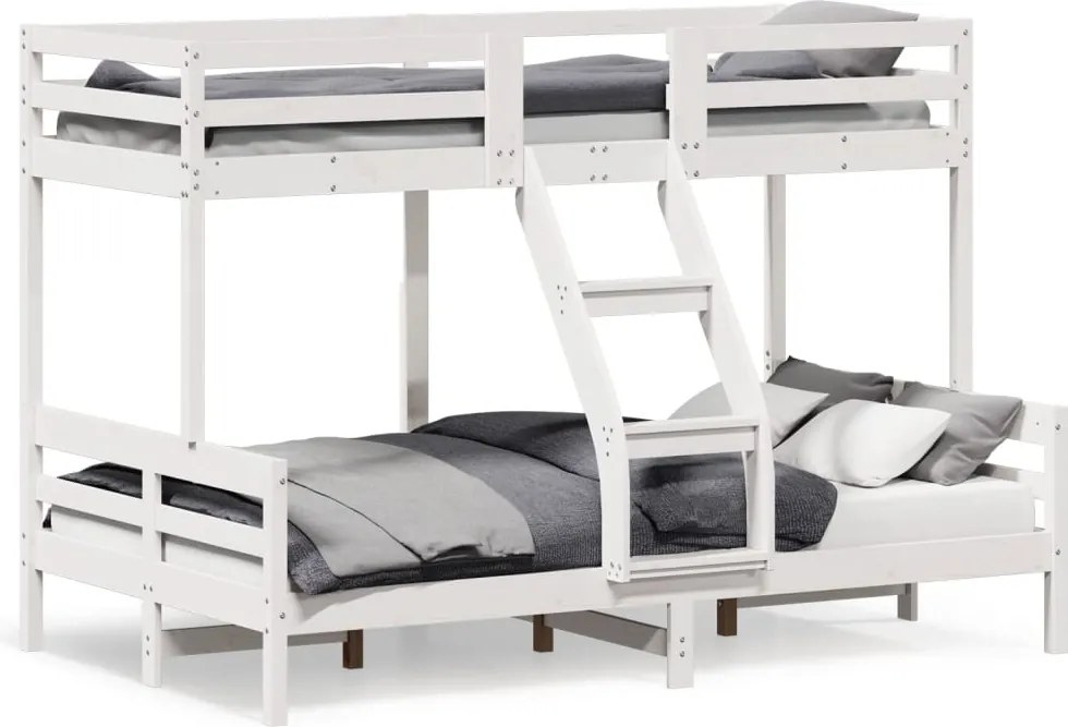 vidaXL fehér tömör fenyőfa emeletes ágy 80 x 200/120 x 200 cm