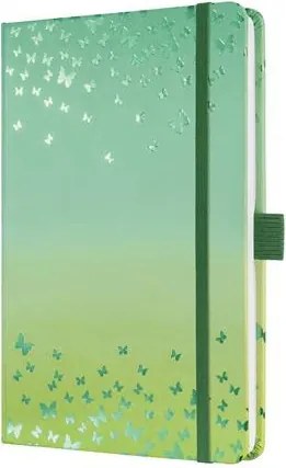 Jegyzetfüzet, exkluzív, 135x203 mm, vonalas, 87 lap, keményfedeles, SIGEL Jolie Butterfly Confetti, lime (SIJN347)