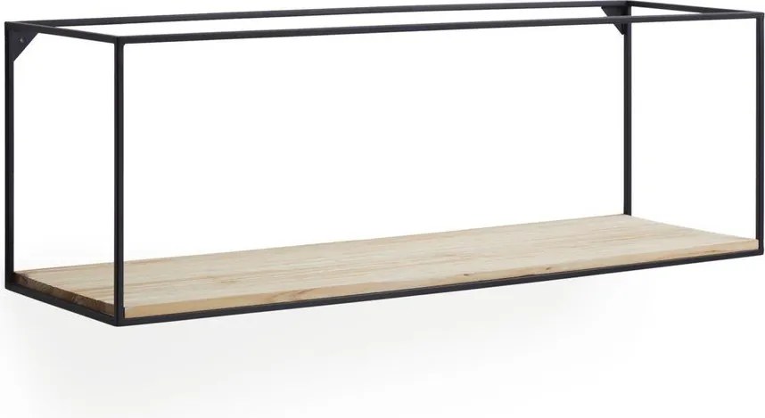 Fekete-natúr színű jegenyefenyő fali polc 90 cm Elisha – Kave Home