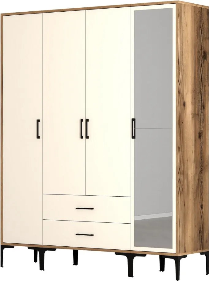 Kumsal gardróbszekrény, dió-krém, 160 cm – TR845HCT5496