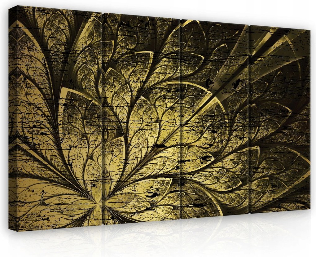 Vászonkép 120x80 Arany mintás fraktál absztrakt poliptich textúra modern