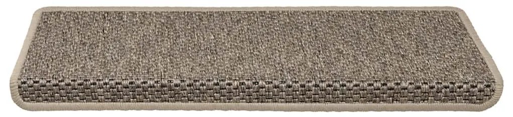 15 db szizál hatású sötét bézsszínű lépcsőszőnyeg 65x21x4 cm