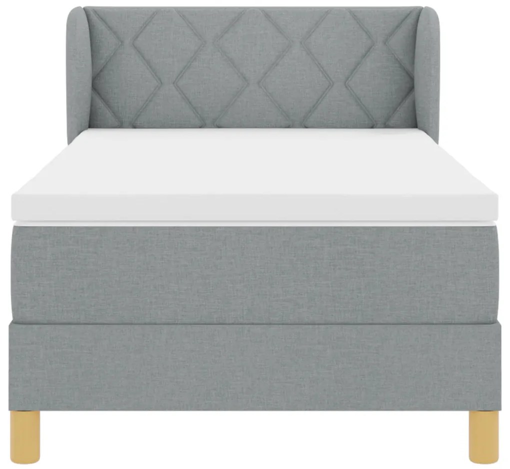 Boxspring Ágy Matraccal - Világosszürke, 90x200 cm, Szövet