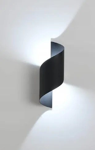 Modern spirál fali lámpa 10W 3000K fekete IP65 vízálló