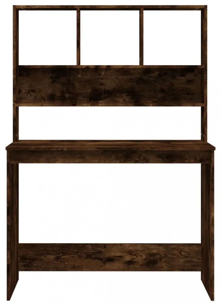 füstös tölgy szerelt fa íróasztal polcokkal 102 x 45 x 148 cm