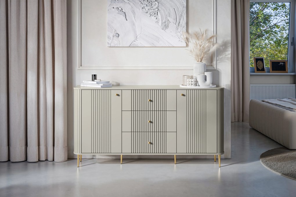 Vesper fiókos komód 160 cm - kasmír / arany lábak