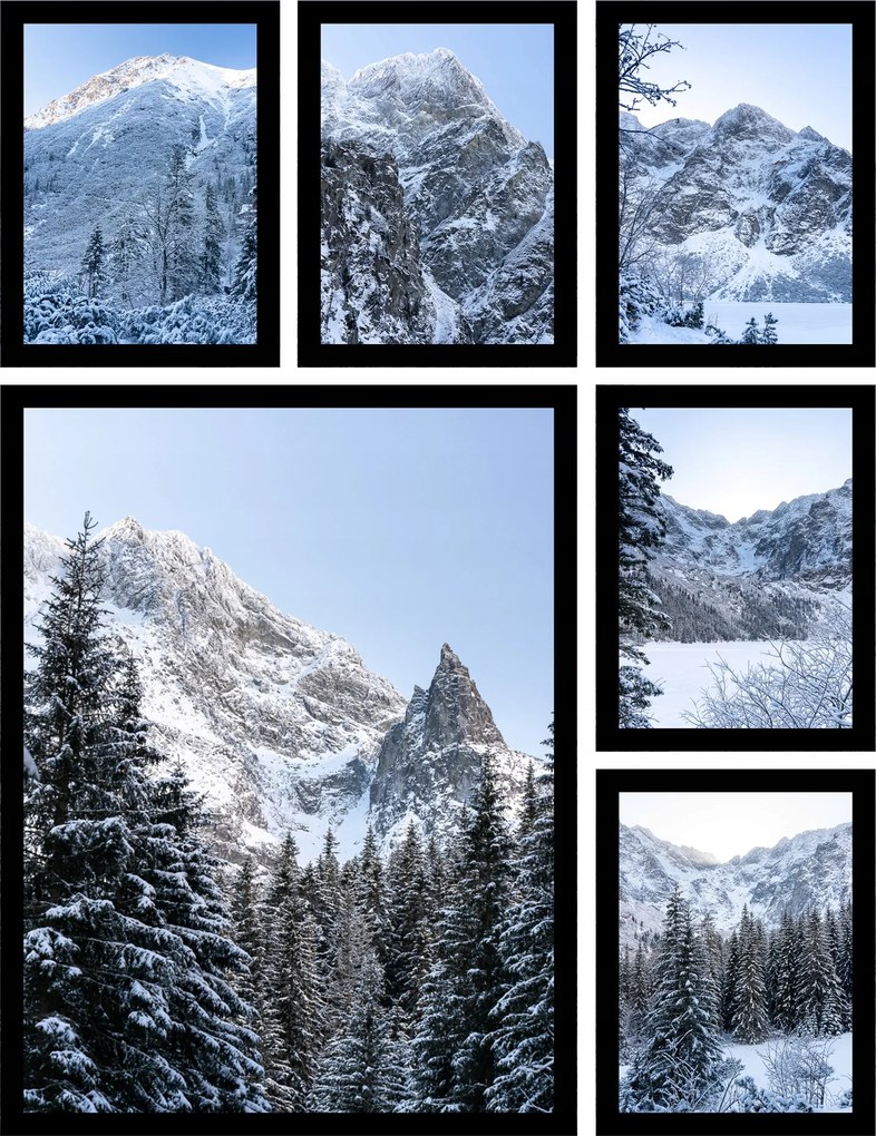 Poszter szett 6db kép a nappaliba tájkép tél hegyek tátra