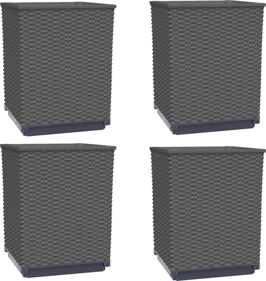 vidaXL 4 db fekete polipropilén növénytartó 30 x 30 x 37 cm