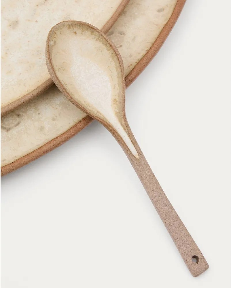 Bézs szervírozó kerámia tányér készlet 3 db-os Zunel – Kave Home