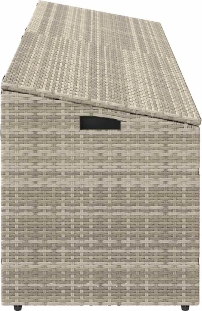 Világosszürke Polyrattan Kerti Tárolóláda 220X50X58 Cm