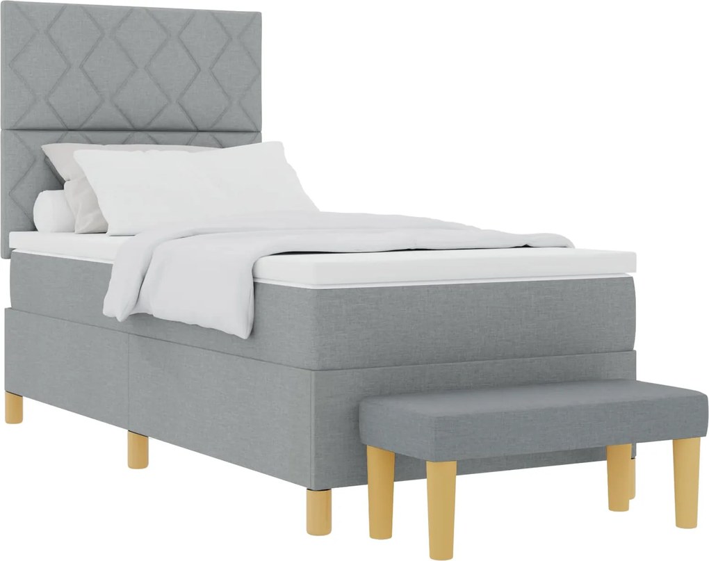 vidaXL Boxrugós ágy matracmal Világosszürke 100 x 200 cm szövet