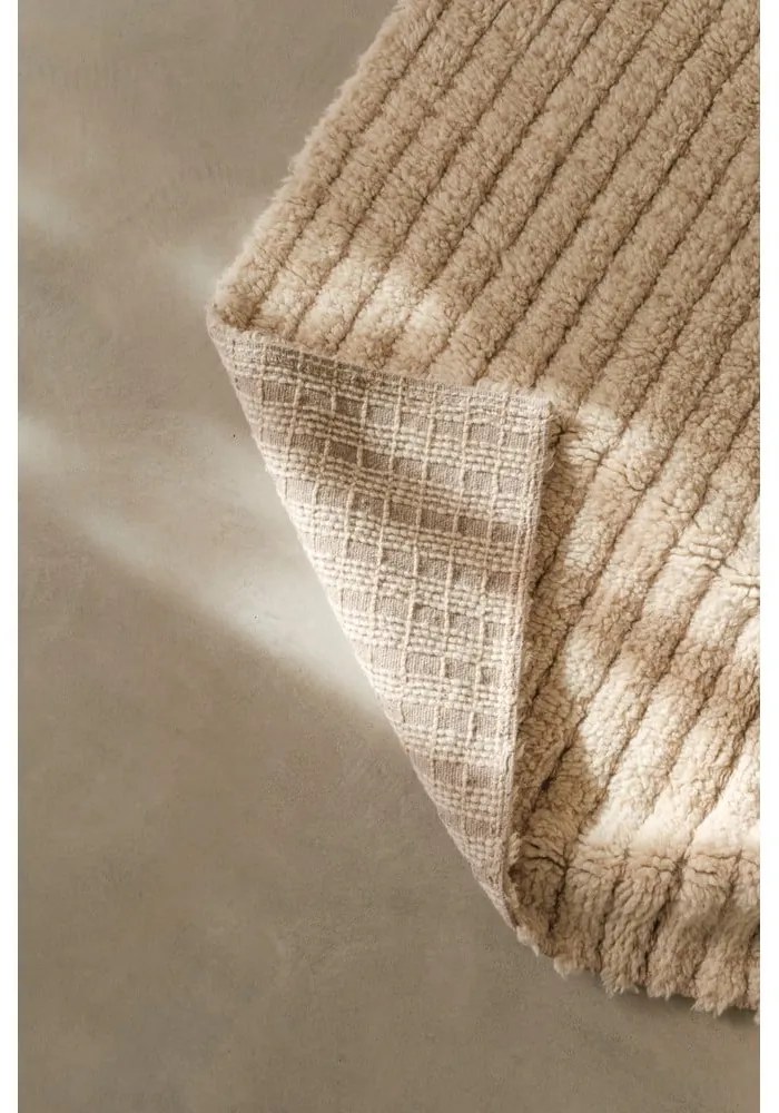 Bézs mosható-kézi szövésű gyapjú futószőnyeg 80x230 cm Unexpected Wool – Lorena Canals