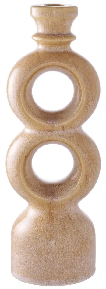 Gyertyatartó, kerámia, barna 13,5x8,8x23,4 cm