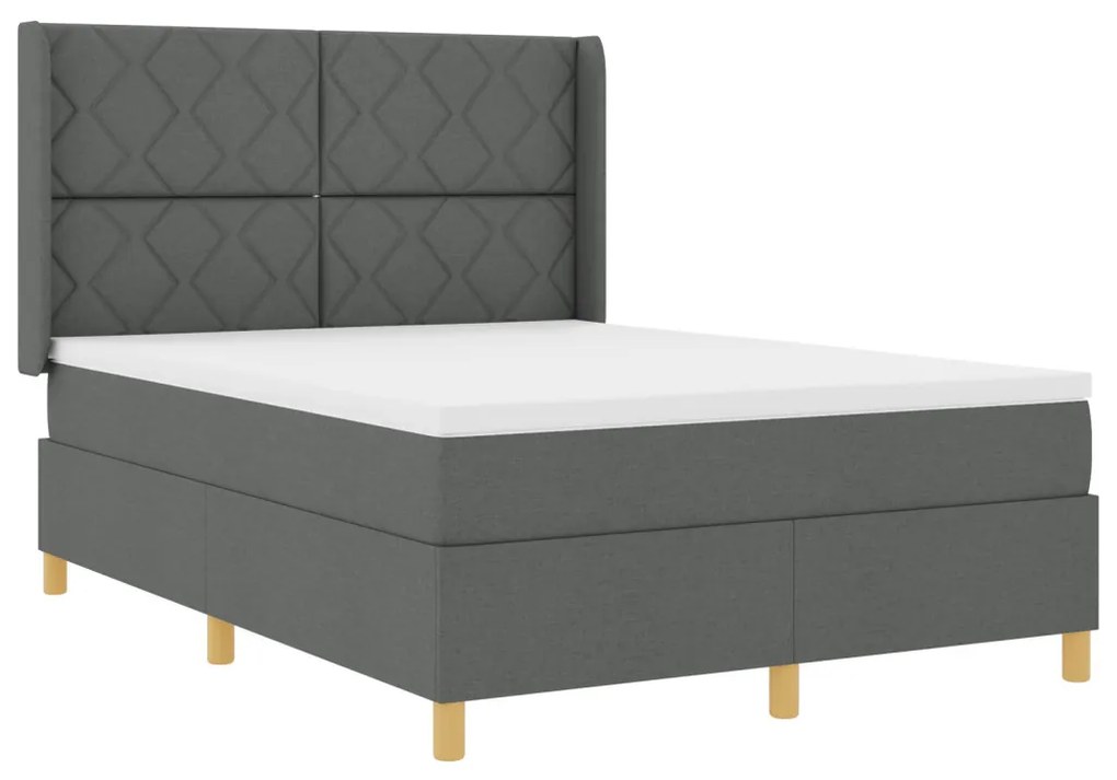Box Spring ágy matracmal Sötétszürke 140 x 200 cm szövet