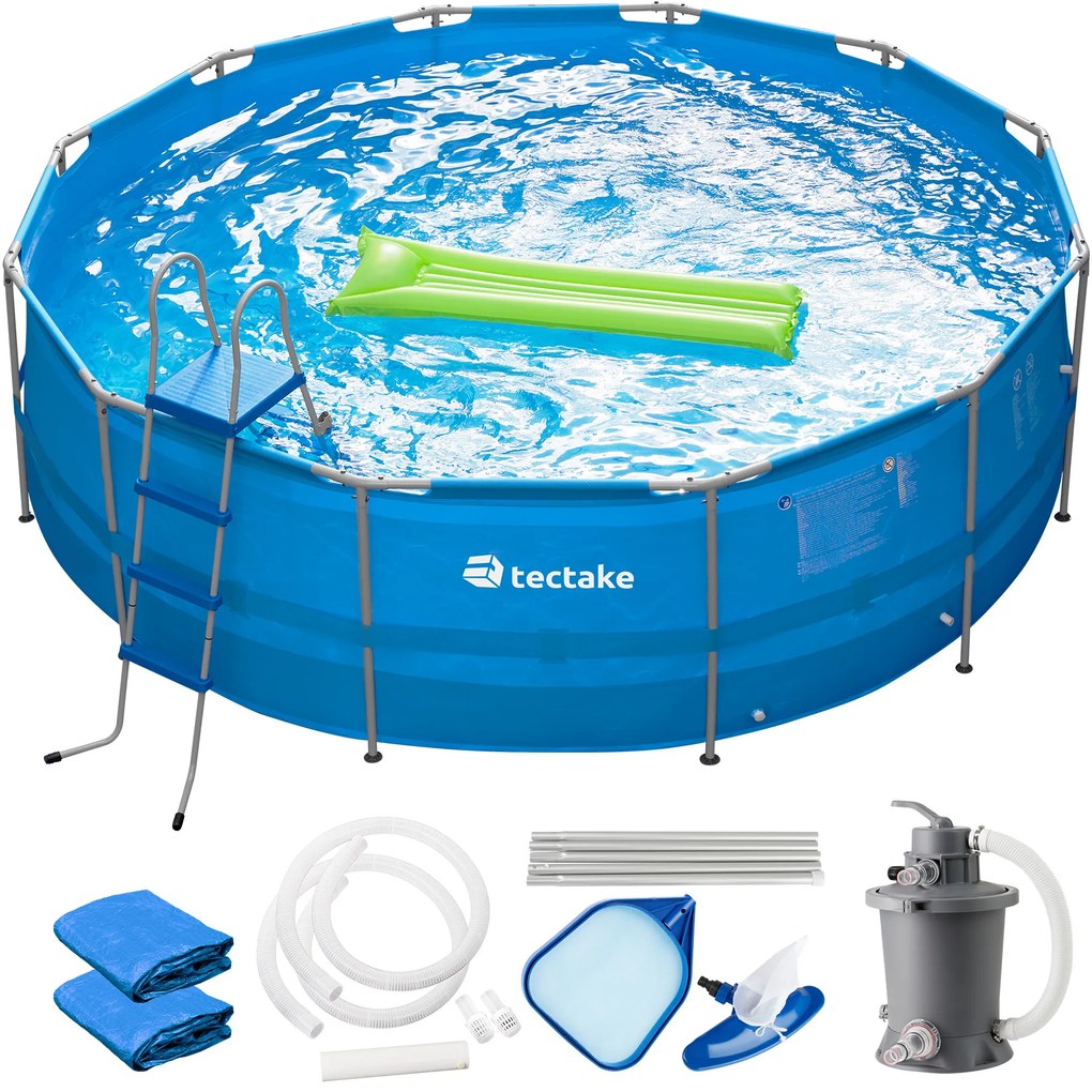 TecTake GmbH 403825 merina kör alakú medence 450x122cm, sok tartozékkal - kék