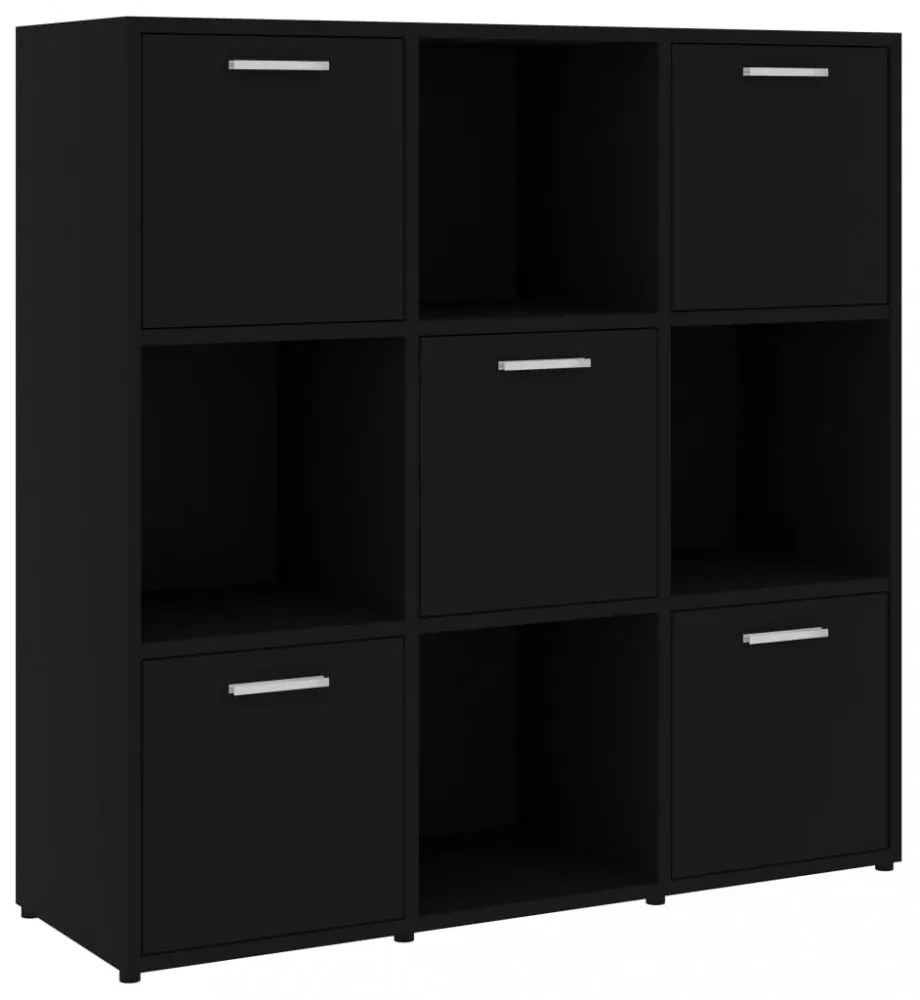 fekete szerelt fa könyvszekrény 90 x 30 x 90 cm