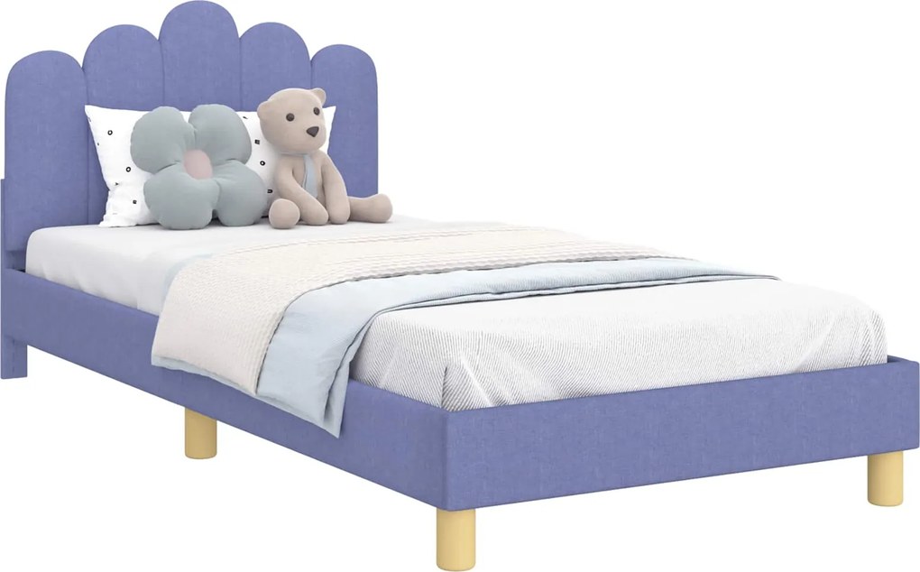 vidaXL Gyerekágy kerettel fejtámlával Farmerkék 80 x 200 cm szövet