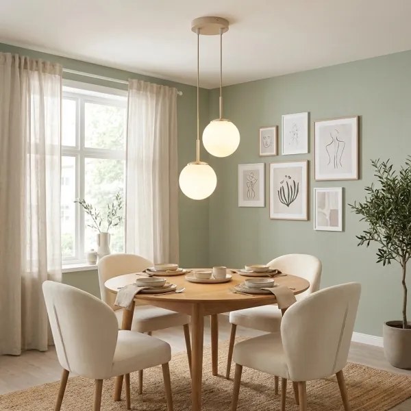 Brilagi - Kábelre függesztett csillár MILO ECRU 2xE27/60W/230V bézs/arany