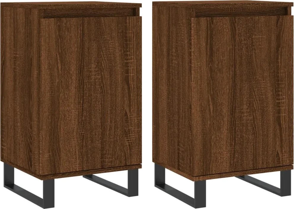 vidaXL 2 db barna tölgy színű szerelt fa tálalószekrény 40x35x70cm