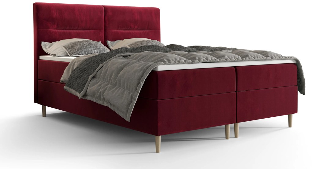 Franciaágy  Boxspring 180 cm Saruta (bordó) (matraccal és tárolóhellyel). 1047368
