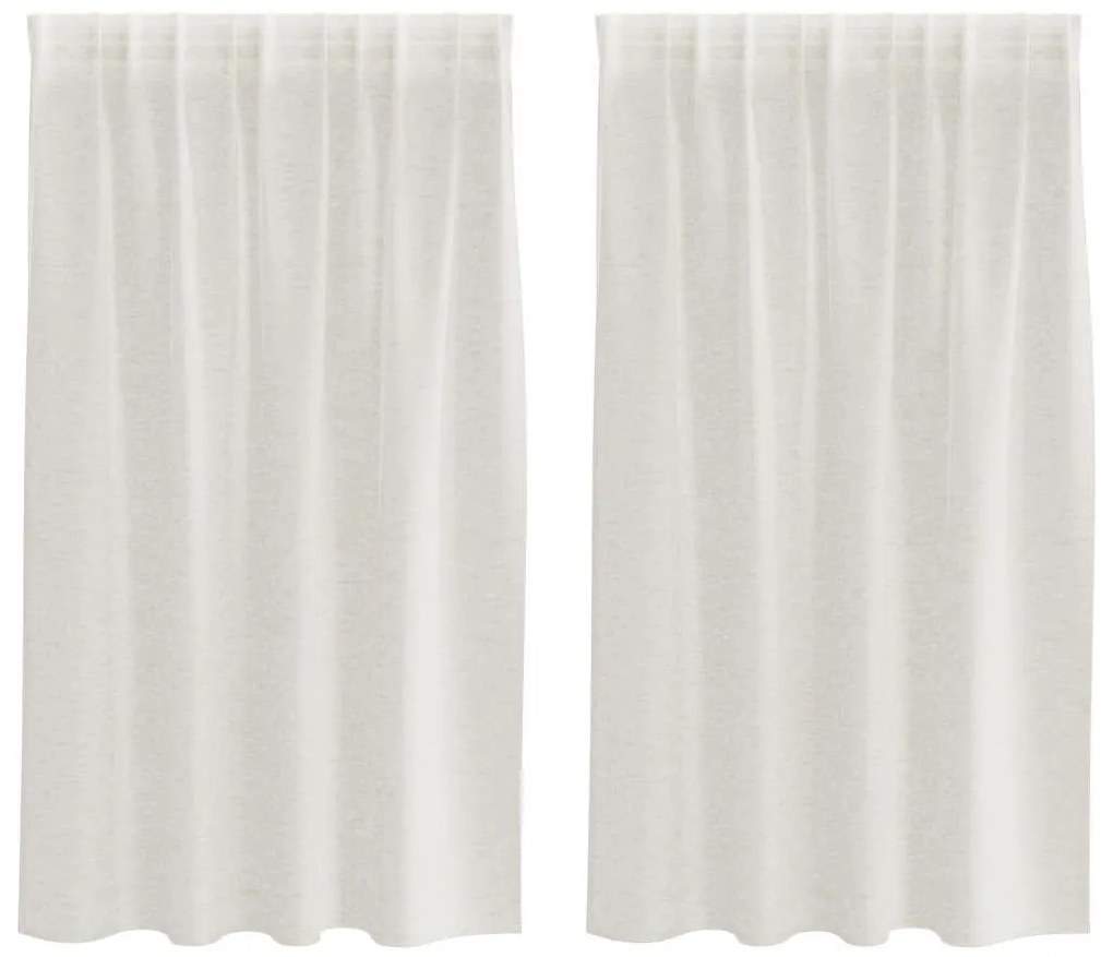 Függönyök függönyökkel 2 pcs Krémszínű Poliészter