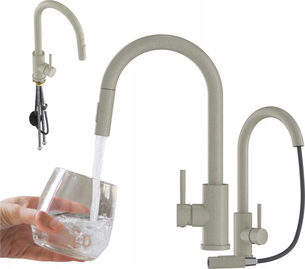 Konyhai Csaptelep Kihúzható Kifolyócső Bézs Konyhai Csaptelep Acél Loseto