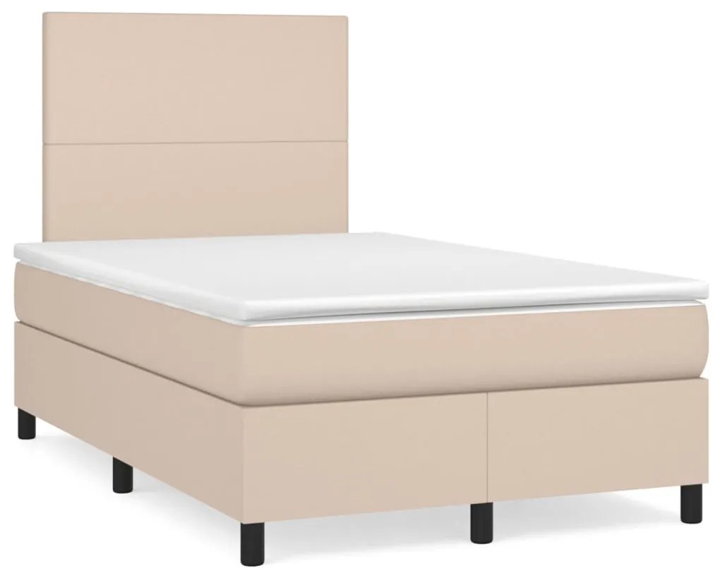 cappuccino színű műbőr rugós és LED-es ágy matraccal 120x190 cm