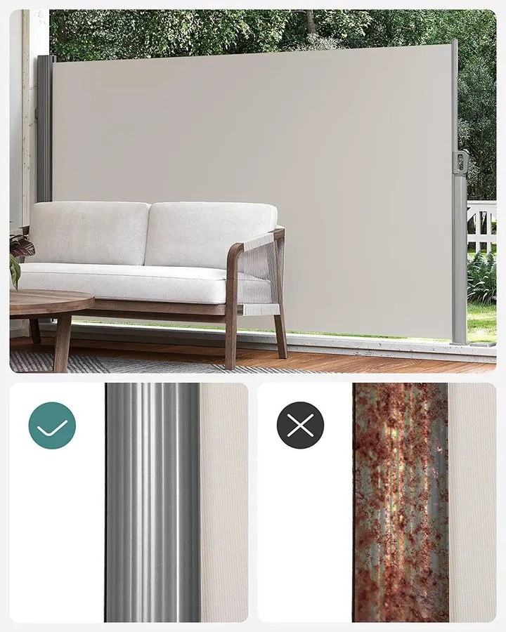 Oldalsó napellenző, napellenző erkélyre, teraszra, bézs