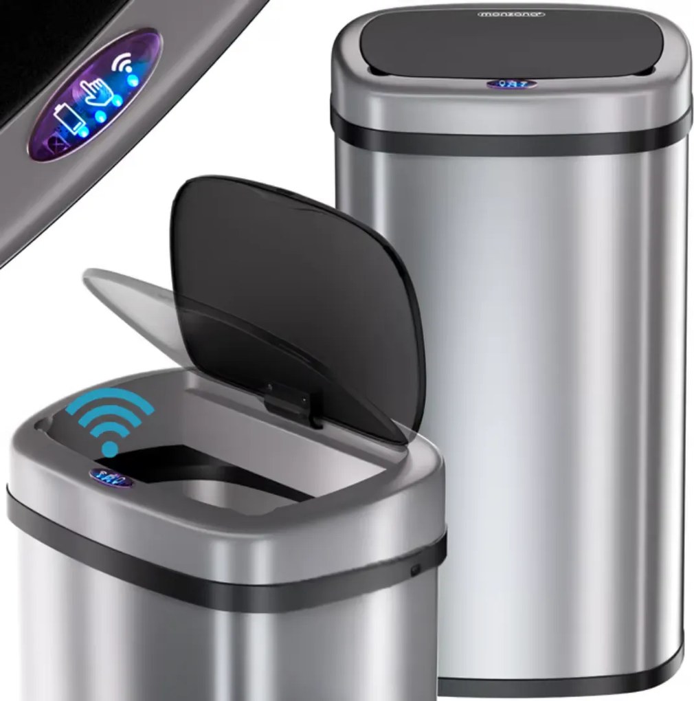 DEUS érzékelős szemetes, 58 liter, ezüst Jurhan