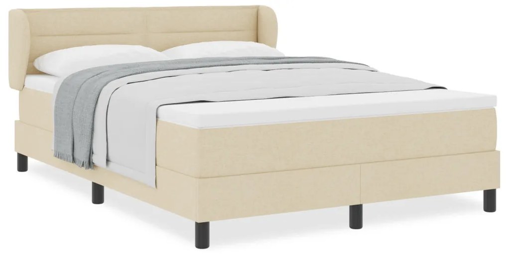 Boxspring Ágy Matrac Krém 140x200 cm Szövet