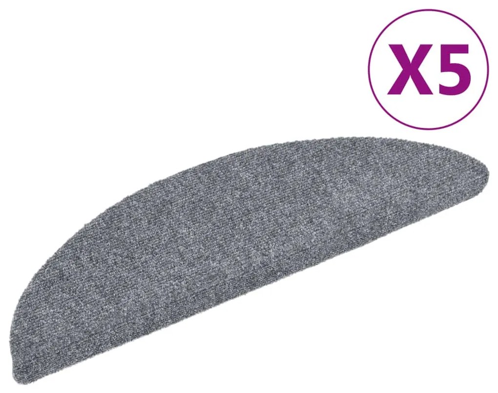 5 db öntapadós lépcsőszőnyeg 56 x 17 x 3 cm világosszürke félkör alakú