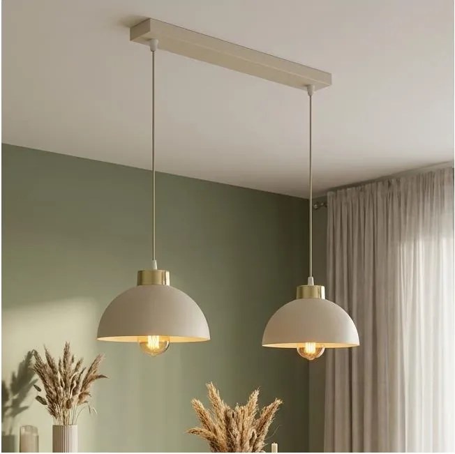 Brilagi - Kábeles csillár MOON 2xE27/60W/230V bézs/arany