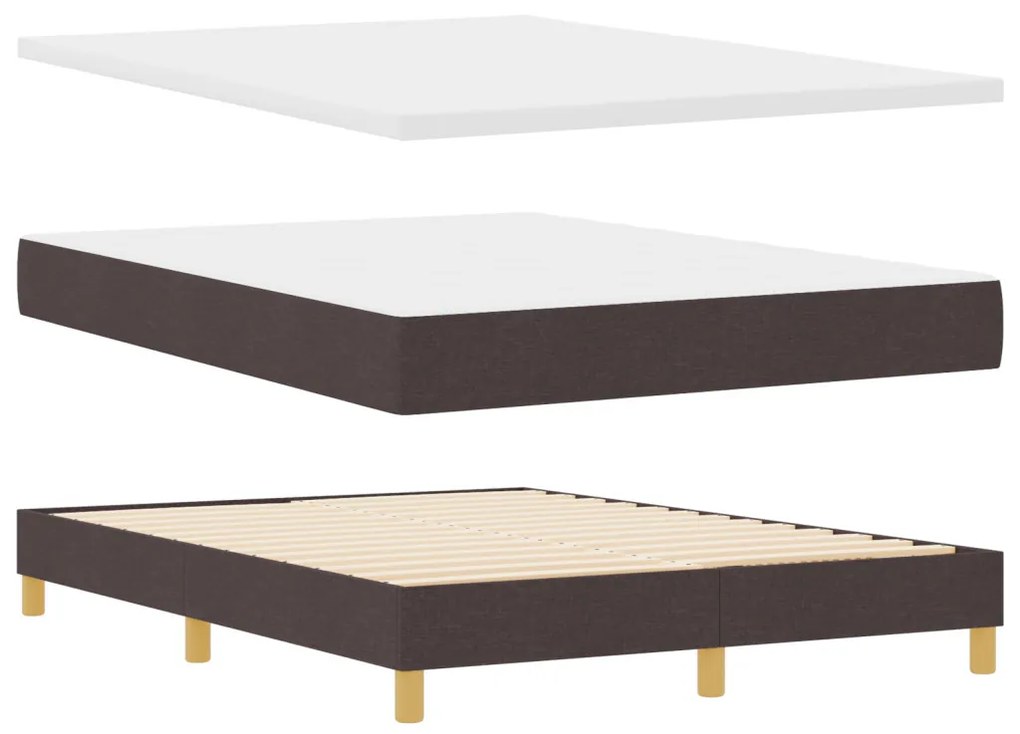 Boxspring Ágy Matrac Nélkül, Sötétbarna, 140x200 cm, Szövet