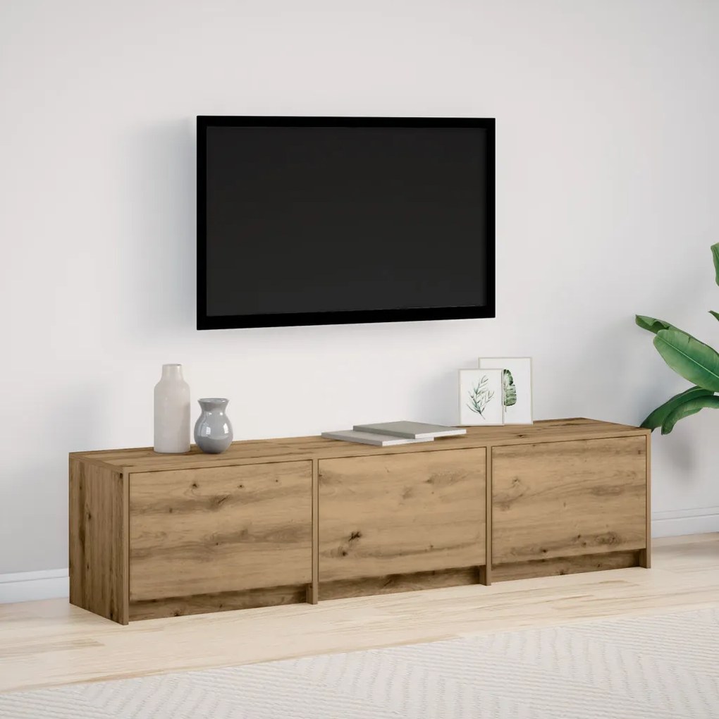 TV Szekrény LED világítással Artisan Tölgy 165x34x40 cm Szerelt Fa