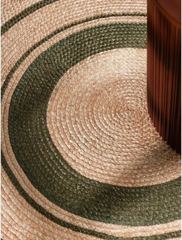 Natúr színű kétoldalas-kézi szövésű juta kerek szőnyeg ø 150 cm Basil – Hanse Home