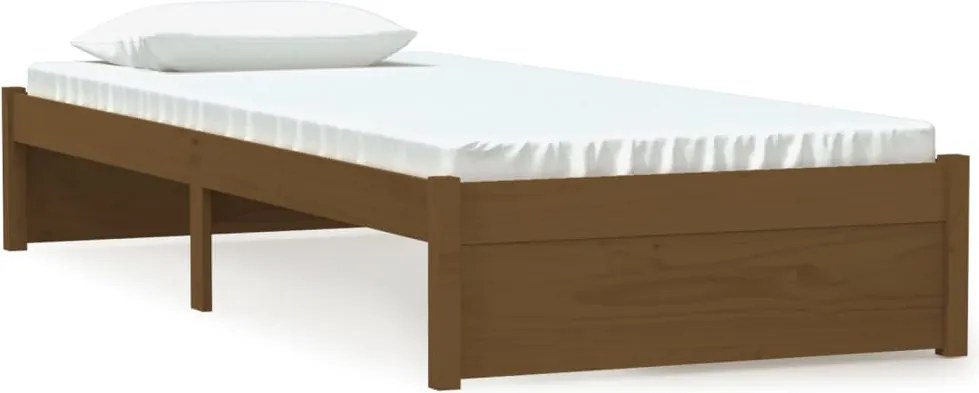 vidaXL Small Single mézbarna tömör fa ágykeret 75 x 190 cm