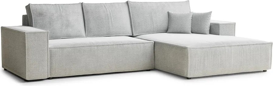 Világosszürke zsenília kinyitható-tárolóhelyes sarokkanapé (jobb oldali-heverő résszel) Maze – Maison de Rêve