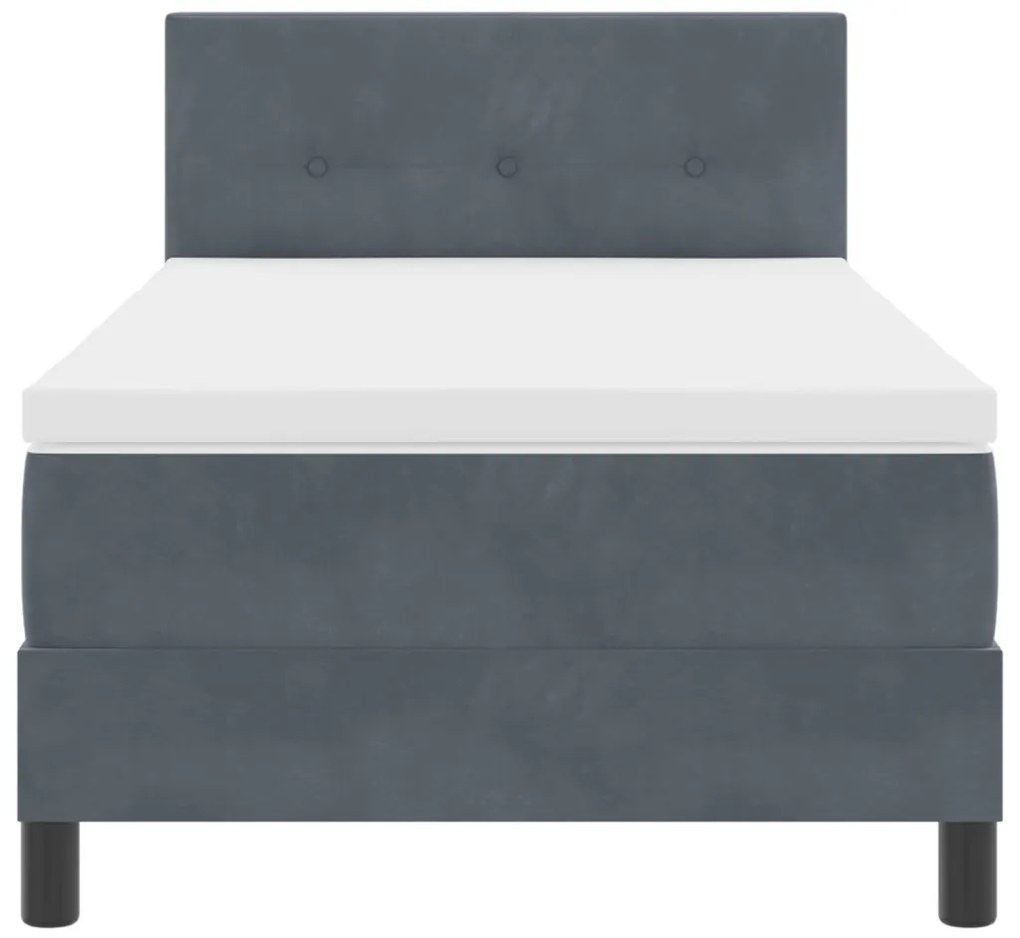 Boxspring ágy matraccal és LED-del Sötétszürke 90x200 cm Bársony