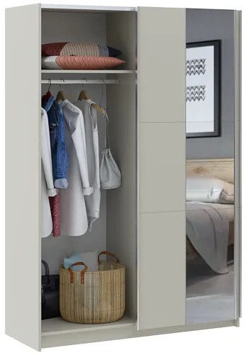 LUSE Gardrobeszekrény Beige Színben Tükörrel 150 cm