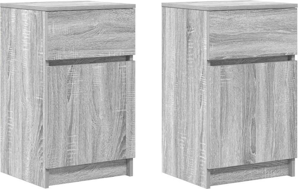 vidaXL 2 db szürke sonoma színű fa éjjeliszekrény 39x35x65 cm
