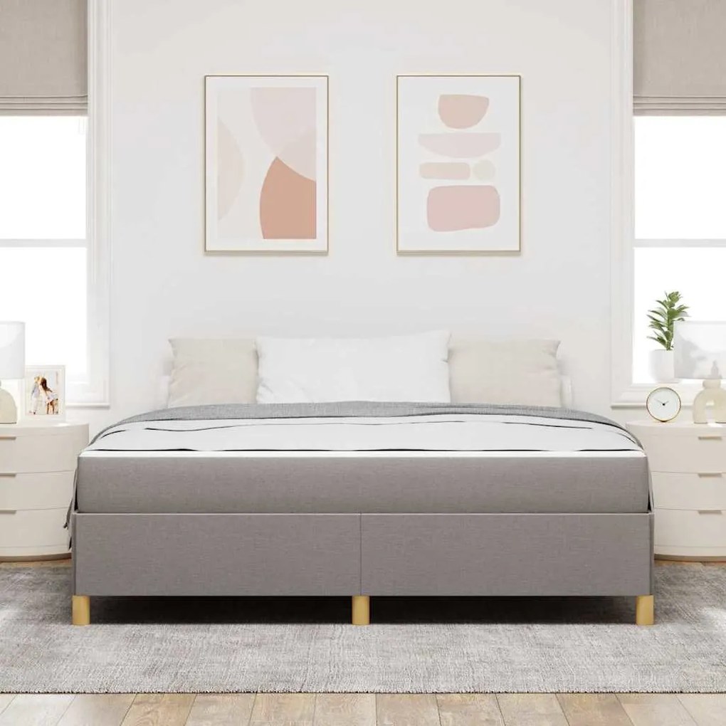 Boxrugós ágy matracmal Taupe és fehér 180 x 200 cm szövet