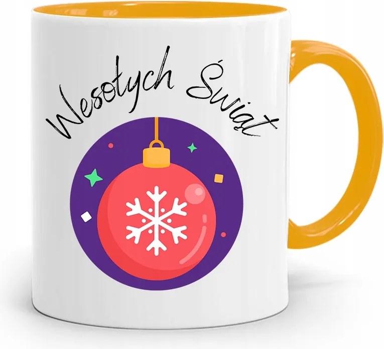 Sárga Karácsonyi Bögre Mikulásra, fényképes nyomtatással