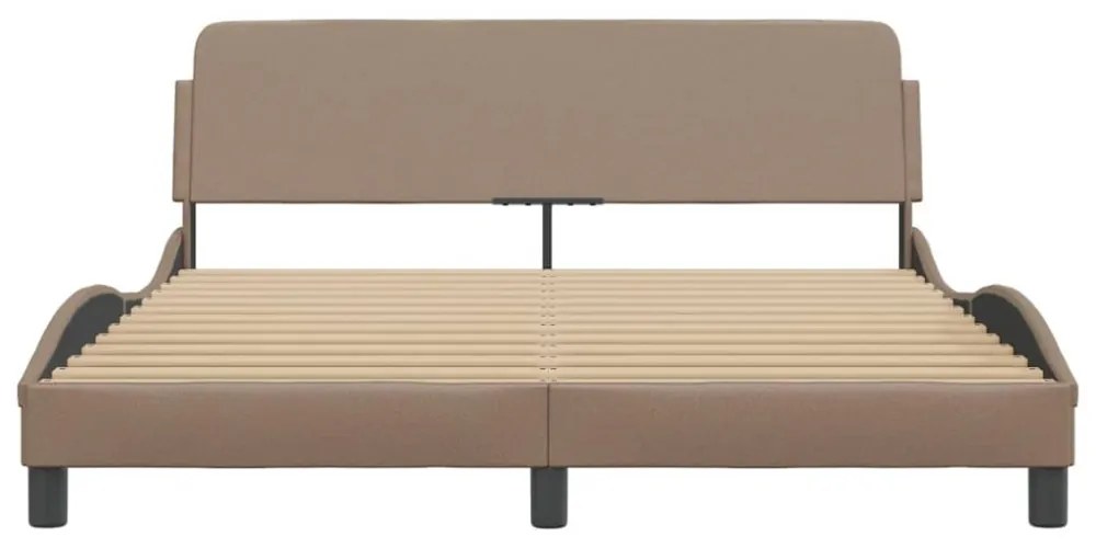 cappuccino színű műbőr ágykeret Dover 160x200 cm