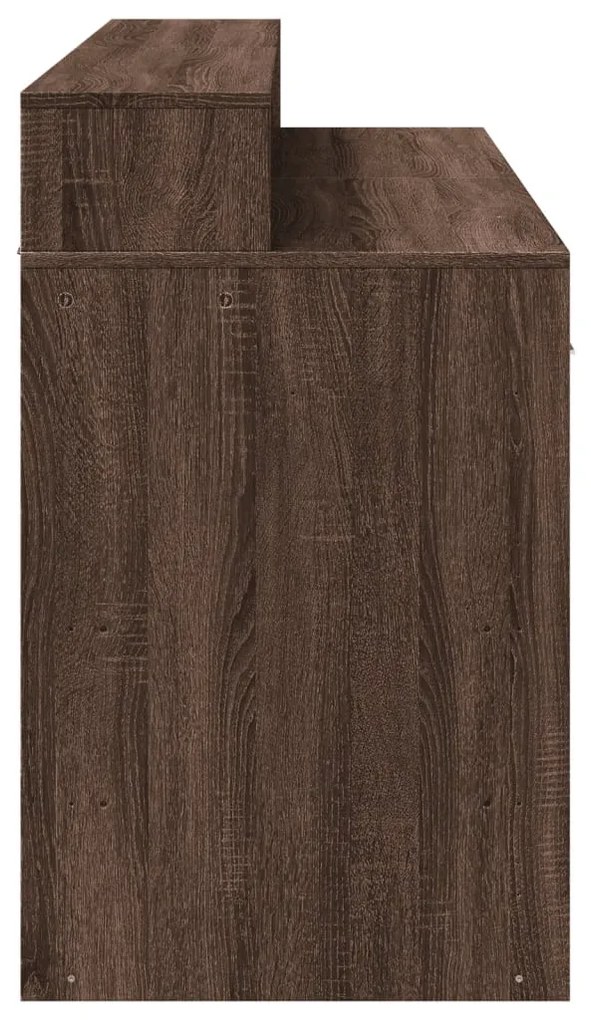 barna tölgy színű szerelt fa íróasztal LED-ekkel 140x55x91 cm