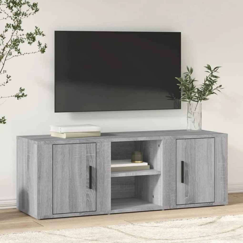 szürke sonoma színű szerelt fa TV-szekrény 100x31,5x35 cm
